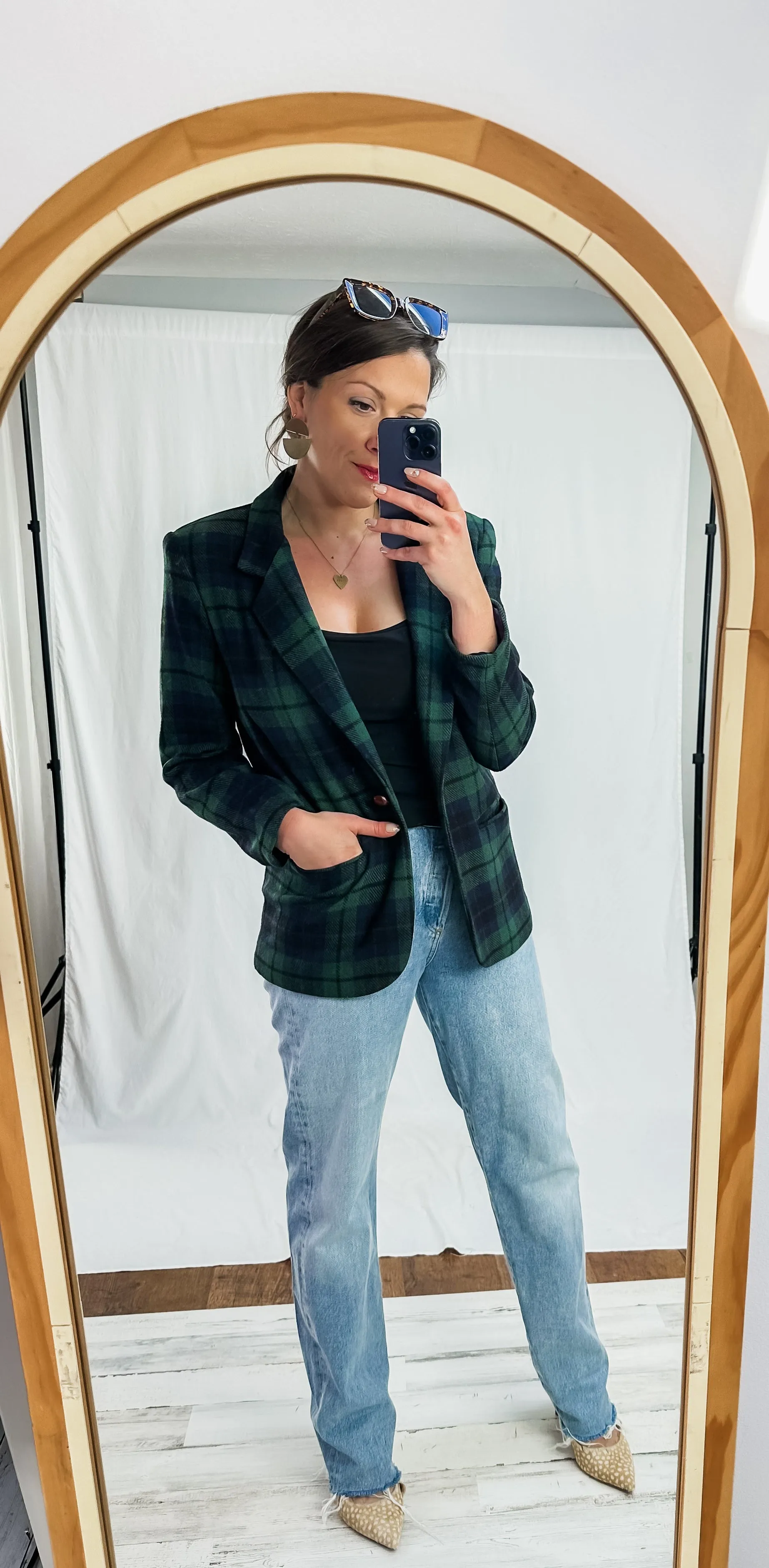 Vintage 90’s Green Plaid Blazer (4 or S)