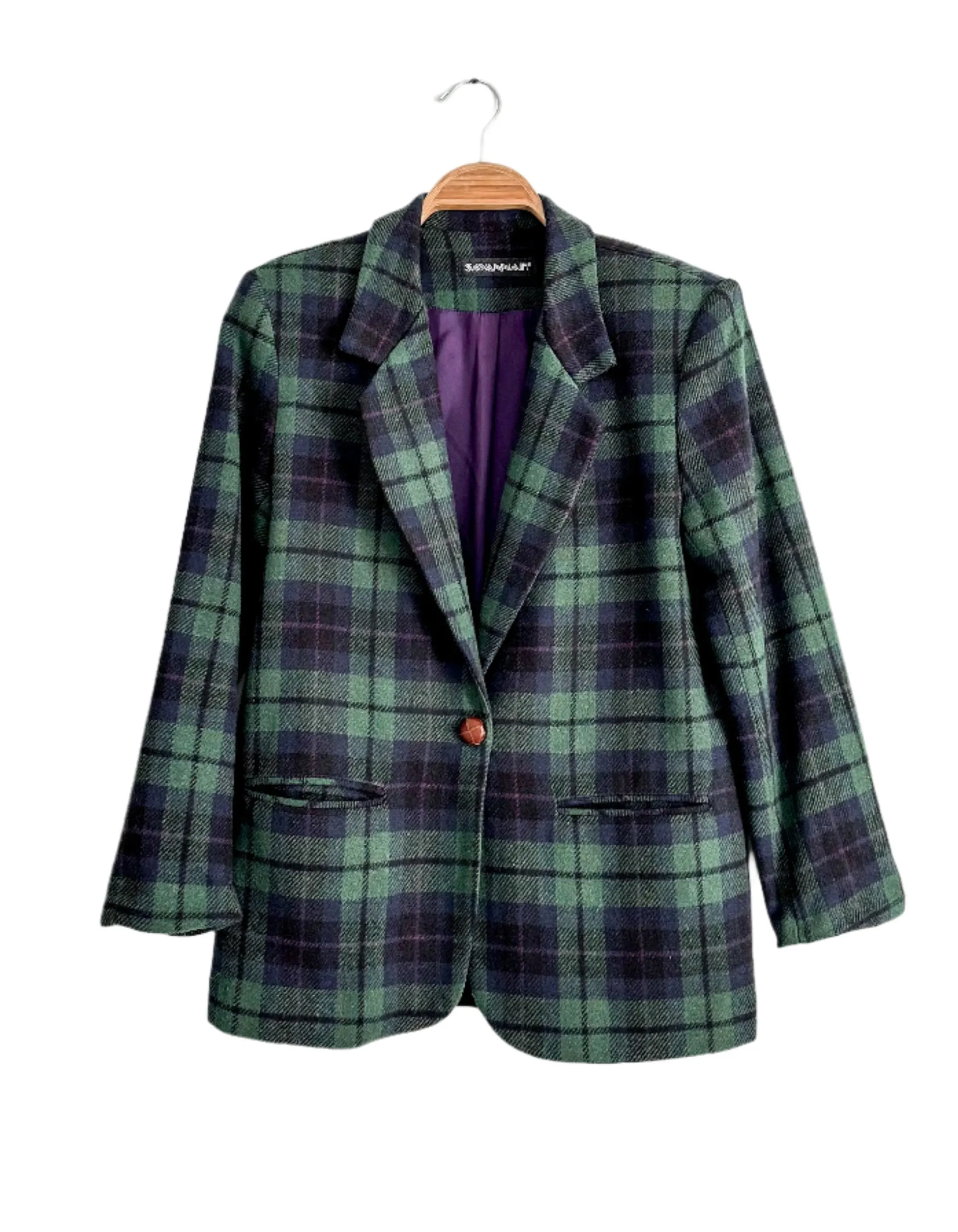 Vintage 90’s Green Plaid Blazer (4 or S)