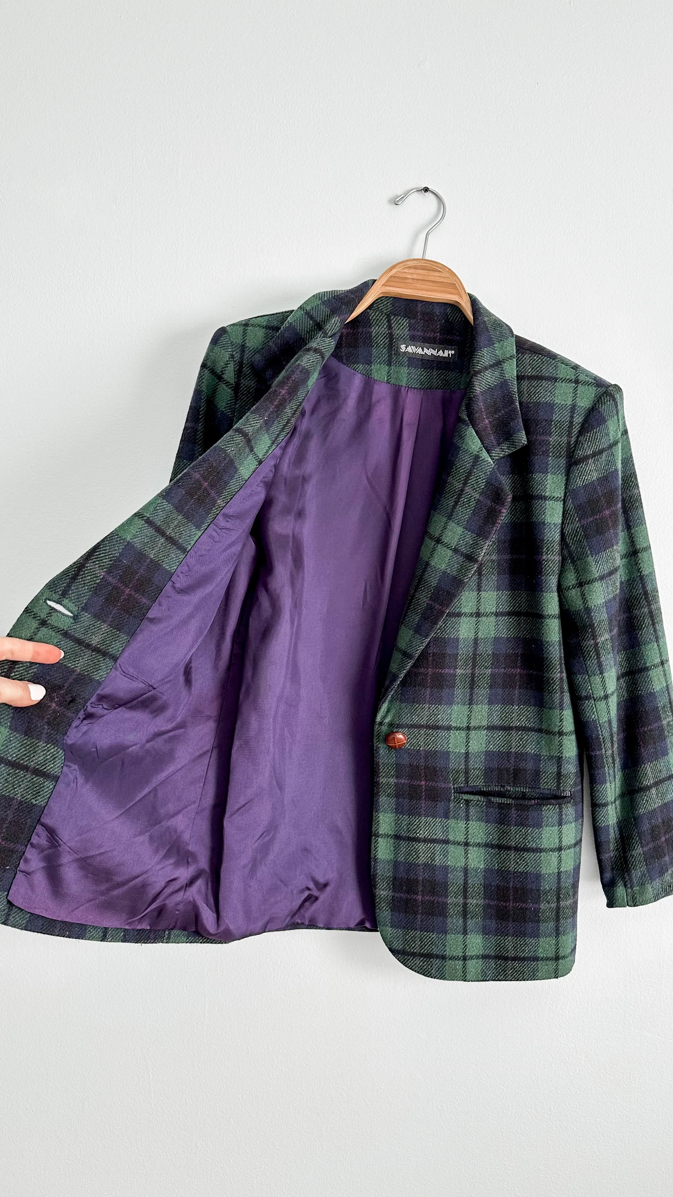 Vintage 90’s Green Plaid Blazer (4 or S)